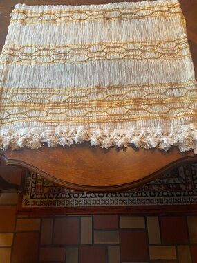 Vintage 1970’s Cotton Woven Curtains  3 Panels